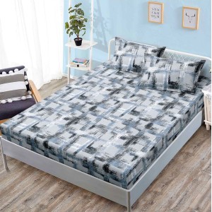 Cearsaf cu elastic, FINET, 160x200cm, 2 fete de perne 50x70cm, Gri, abstract