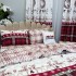 Set Lenjerie Pat Dublu Crăciun 4 Piese + 2 Draperii 150x235cm din Bumbac Ranforsat – Confort și Eleganță, Fabricat în România, Crem, Roșu, carouri, reni [7]