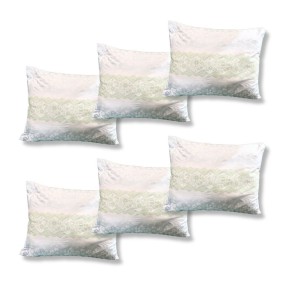 Set 6 perne dreptunghiulare 50x70cm Emboss (4+2 GRATIS), Fabricate in Romania, alba model floral bleu si verde