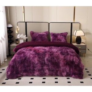 Pilota Super Pufoasă CoCoLiNo Fluffy cu Blăniță Sherpa Asortată, 200x230 cm, 4 kg, 2 Fețe de Pernă Asortate, 50x70cm – Căldură Instantă și Confort de Lux pentru Nopți Reci, Mov degrade