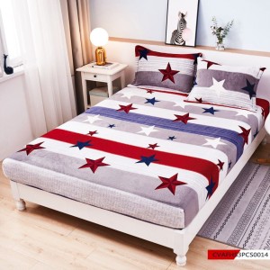 Cearșaf cu Elastic Cocolino 180x200x25 cm – Set cu 2 Fețe de Pernă, Gros și Pufos, Calitate Premium pentru Confort și Eleganță, Gri, Roșu, dungi, stelute