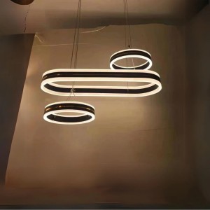 Lustra LED Tip Pendul RFAN, Model 1021/2, Cu Telecomanda, 3 Tipuri De Lumina, Inaltime Reglabila, 100W, Negru