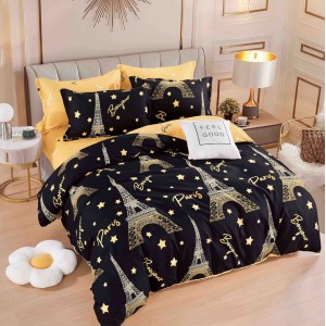 Lenjerie pat dublu, FINET, 6 piese, cu ELASTIC, Jojo Home, Negru, Turnul Eiffel, Paris, stelute Lenjerie pat dublu, FINET, 6 piese, cu ELASTIC, Jojo Home, Negru, Turnul Eiffel, Paris, stelute