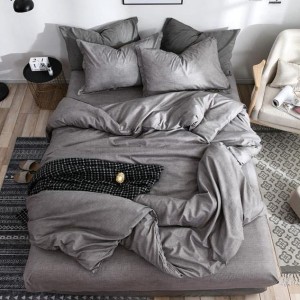 Lenjerie pat dublu, Finet Soft, cu ELASTIC, 4 PIESE, Gri