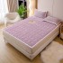 Topper Cocolino Matlasat 180x200cm cu Elastic pe colturi și Două Fețe de Pernă 50x70cm, model Tricotat in Relief, cu bordura contrastanta, Lila [6]