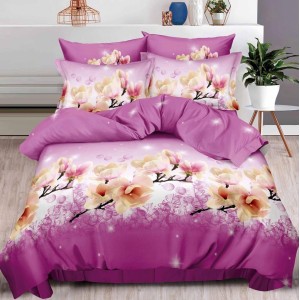 Lenjerie pat dublu, 6 PIESE, IMPRIMEU 3D Multiplicat, Microfibra, Roz, magnolii Lenjerie pat dublu, 6 PIESE, IMPRIMEU 3D Multiplicat, Microfibra, Roz, magnolii