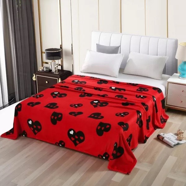 Patura pufoasa cocolino 200x230cm, 240g/mp, Rosu, inimioare [1]