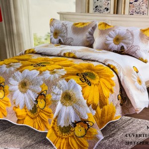 Cuvertură Pat Dublu, 3 Piese, Bumbac 100% Imprimat – Calitate Premium, cu Imprimeu Durabil, cod CSA-CV06 Cuvertură Pat Dublu, 3 Piese, Bumbac 100% Imprimat – Calitate Premium, cu Imprimeu Durabil, cod CSA-CV06
