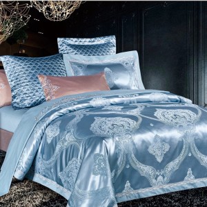 Lenjerie de Pat Dublu, Jacquard Premium Satinat, Set 6 Piese, Calitate Superioară, Luciu Elegant și Confort Desăvârșit, Bleu intens Lenjerie de Pat Dublu, Jacquard Premium Satinat, Set 6 Piese, Calitate Superioară, Luciu Elegant și Confort Desăvârșit, Bleu intens
