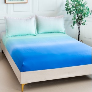 Cearsaf cu elastic, Bumbac Satinat, 160/180x200cm, 2 fete de perne 50x70cm, Albastru