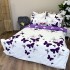 Lenjerie pat dublu,  FINET, 8 piese, cu 2 DRAPERII INCLUSE, Alb, Mov, fluturi [6]