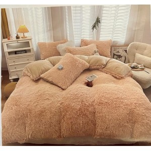 Lenjerie pat dublu, Super Pufoasa COCOLINO Fluffy, 4 piese, Bej