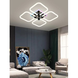 Lustra LED RFAN, Model R9142/4C, Cu Telecomanda, 3 Tipuri De Lumina Plus Lumina RGB, Intensitate Reglabila, 50W, Alb/Negru