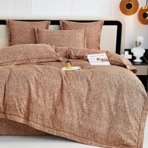 Lenjerie de Pat Dublu, Super Premium,  Finet Ranforsat – Set Exclusivist 6 Piese, Ambalat în Cutie de Lux, Maro, uni