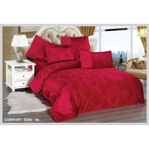 Lenjerie de Pat dublu, din Catifea Royală Velvetto, East Comfort, 6 piese – Răsfăț Premium și Confort de Lux, Cu Tehnologie de Broderie Digitală, Rosu