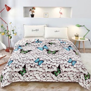 Patura pufoasa cocolino 200x230cm, 240g/mp, Gri, fluturi