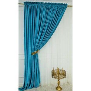 Draperie Blackout 80%, din catifea Bleu -100cm x 150cm, Tiv lat 