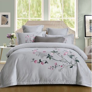 Lenjerie pat dublu, Bumbac Fin, CEARSAF CU ELASTIC 160x200cm, 4 piese, Gri