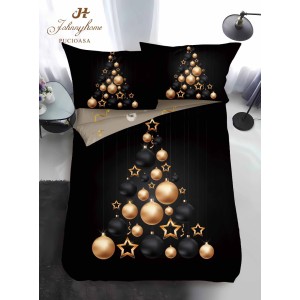 Lenjerie pat 1 PERSOANA, BUMBAC FINET, 4 piese, Identică cu Poza, Craciun, Negru, Auriu, globulete Lenjerie pat 1 PERSOANA, BUMBAC FINET, 4 piese, Identică cu Poza, Craciun, Negru, Auriu, globulete