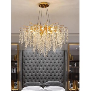 Candelabru RFAN, Model R9101/800, Textura Cristal, Metal, 8 X E14, Auriu