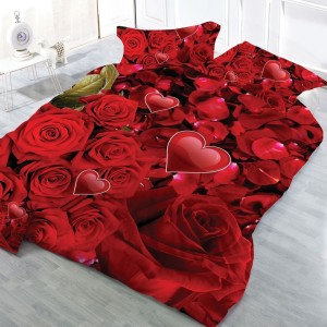 Lenjerie pat 1 PERSOANA, 3 piese, IMPRIMEU 3D Multiplicat, Microfibra, Rosu, trandafiri Lenjerie pat 1 PERSOANA, 3 piese, IMPRIMEU 3D Multiplicat, Microfibra, Rosu, trandafiri