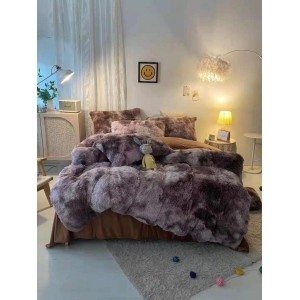 Lenjerie pat super pufoasa COCOLINO Fluffy 4 piese cenușiu degrade