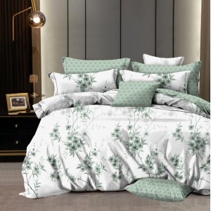 Lenjerie pat dublu,  FINET, 6 piese, Verde, crengute