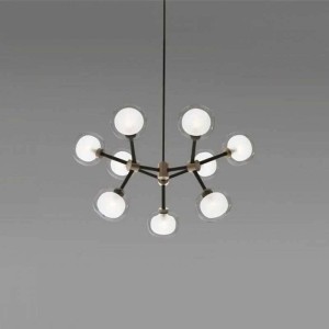 Lustra RFAN, Model 5477/9, Cu 9 Abajururi, 9 X G9, Negru/Auriu