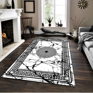 Covor Antiderapant, Design Greek, 180x280cm, Negru/Alb