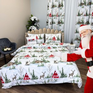 Set Lenjerie Pat Dublu Crăciun 4 Piese + 2 Draperii 150x235cm din Bumbac Ranforsat – Confort și Eleganță, Fabricat în România, Bleu, Verde, Rosu, peisaj montan de iarna, brazi, cabane, cerbi Set Lenjerie Pat Dublu Crăciun 4 Piese + 2 Draperii 150x235cm din Bumbac Ranforsat – Confort și Eleganță, Fabricat în România, Bleu, Verde, Rosu, peisaj montan de iarna, brazi, cabane, cerbi