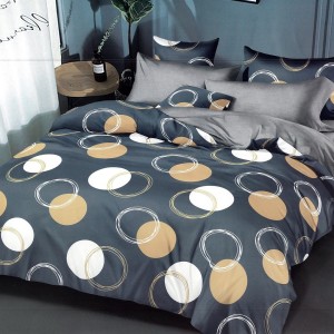 Lenjerie pat dublu,  FINET, 6 piese, Gri, cercuri
