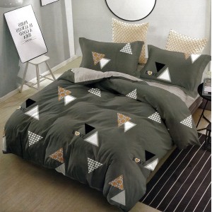 Lenjerie pat dublu,  FINET, 6 piese, Gri, forme geometrice