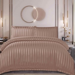 Lenjerie de Pat Dublu, HoReCa, 4 Piese din Damasc Finetat - Lux, Confort și Întreținere Ușoară, Fără Călcare, Cappuccino