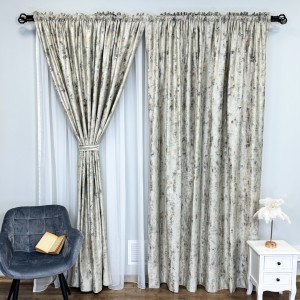 Draperie Catifea Asama cu insertii aurii, 140cm latime x 260cm înălțime, cu TIV LAT, Crem - V33