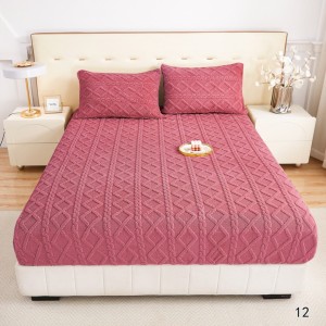 Cearșaf cu Elastic Cocolino 180x200x25 cm – Set cu 2 Fețe de Pernă, Model Tricotat, Gros și Pufos, Calitate Premium pentru Confort și Eleganță, Roz ars