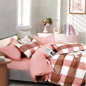 Lenjerie pat dublu, FINET, 6 piese, Roz, patrate Lenjerie pat dublu, FINET, 6 piese, Roz, patrate