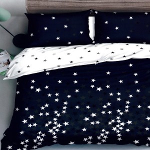 Lenjerie pat dublu,  FINET, 6 piese, Bleumarin, stelute