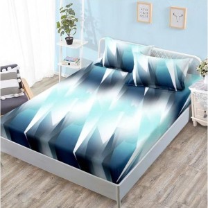 Cearsaf cu elastic, FINET, 160x200cm, 2 fete de perne 50x70cm, Turquoise, Abstract – confort și eleganță pentru patul tău