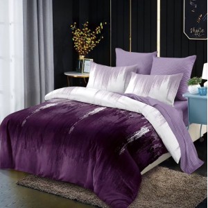 Lenjerie pat dublu,  FINET, cu elastic, 6 piese, Mov, abstract