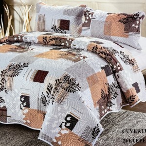 Cuvertură Pat Dublu, 3 Piese, Bumbac 100% Imprimat – Calitate Premium, cu Imprimeu Durabil, cod CSA-CV31