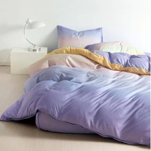 Lenjerie pat dublu cu doua feţe, bumbac satinat, 4 piese,  Lila