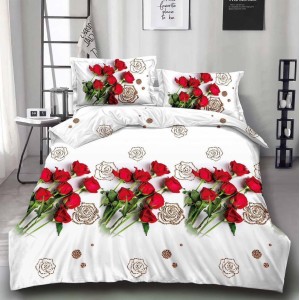 Lenjerie pat dublu, 4 piese, IMPRIMEU 3D Multiplicat, Microfibra, Rosu, trandafiri Lenjerie pat dublu, 4 piese, IMPRIMEU 3D Multiplicat, Microfibra, Rosu, trandafiri