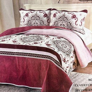 Cuvertură Pat Dublu, 3 Piese, Bumbac 100% Imprimat – Calitate Premium, cu Imprimeu Durabil, cod CSA-CV21