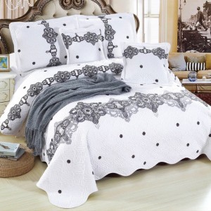 Cuvertură Pat Dublu, 5 Piese, Bumbac 100% Imprimat – Calitate Premium, Exact ca în Poză, cu Imprimeu Durabil, Alb, Negru, model elegant, buline Cuvertură Pat Dublu, 5 Piese, Bumbac 100% Imprimat – Calitate Premium, Exact ca în Poză, cu Imprimeu Durabil, Alb, Negru, model elegant, buline