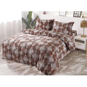 Lenjerie pat dublu, Super Pufoasa COCOLINO, 4 piese, Maro, Romburi