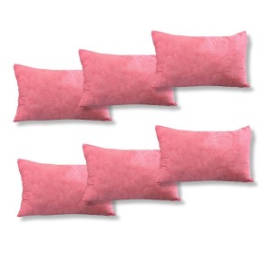 Set 6 perne dreptunghiulare 50x70cm Emboss (4+2 GRATIS), Fabricate in Romania, roz somon cu flori