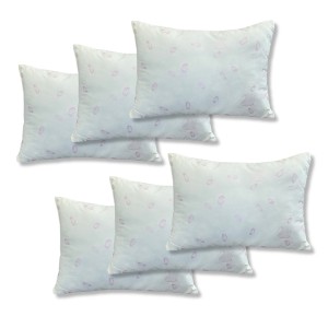 Set 6 perne dreptunghiulare 50x70cm Emboss (4+2 GRATIS), Fabricate in Romania, model cu pene roz