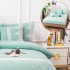 Lenjerie pat dublu,  Fin cu Dantela si Broderie Rafinata, CEARSAF CU ELASTIC, 6 piese, Menta [3]