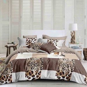 Lenjerie Pat Dublu,  FINET, 6 piese, Bej, Maro, animal print