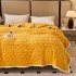 Pătură Premium, 200x230cm, CoCoLiNo, Grofată, cu Model 3D Tip Tricotaj și Bordură din Blăniță Contrastantă – Eleganță și Căldură Absolută, Galben [2]